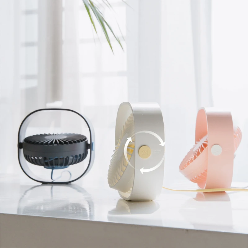 Mini Ventilador del USB Ventilador silencioso creativo inicio Oficina escritorio Ventilador fresco con 5-paletas Ventilador tercer engranaje 3 colores