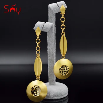 

Sunny Jewelry Classic Jewelry Long Drop Dangle Earrings For Women Round Moon Earrings For Party Wedding Birthday Jewelry Gifts
