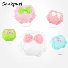 Шаровары для маленьких девочек, хлопок, детские шорты Нижнее белье для новорожденных мальчиков одноцветное нижнее белье для малышей трусики с бантиками для младенцев