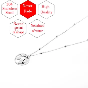 

NEVER FADE 100% Stainless Steel Globe World Map Necklace For Women Men Earth Day Wanderlust Choker Collares Collier Femme
