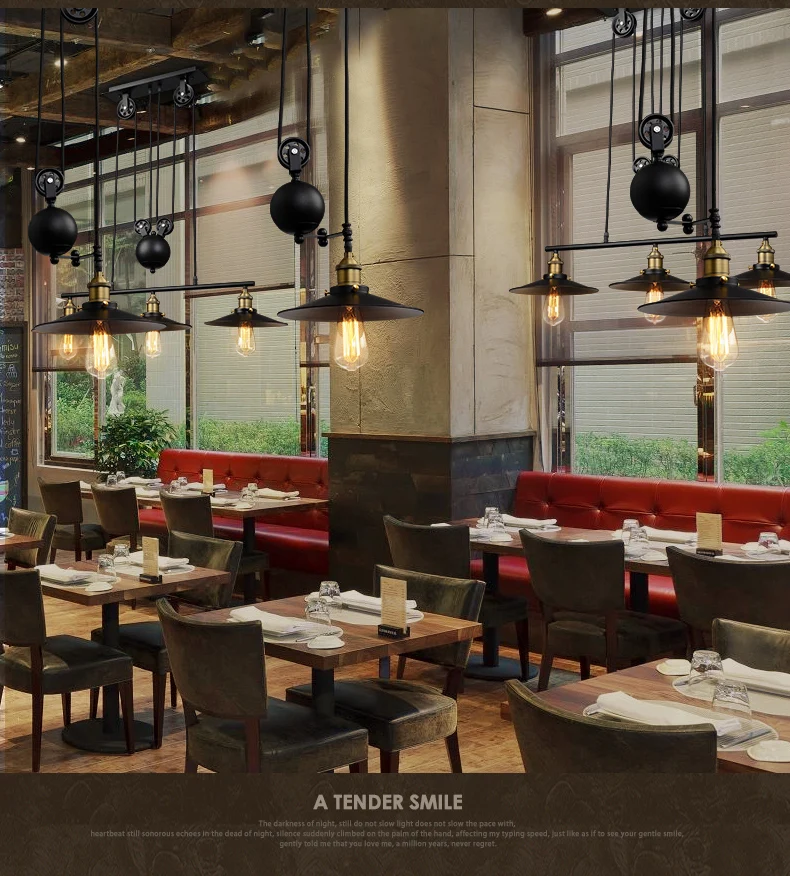 

1/2/3 Head Lifting Pulley Industrial Dining Room Pendant Light American Country Vintage Loft Pulley Pendant Lights Free Shipping