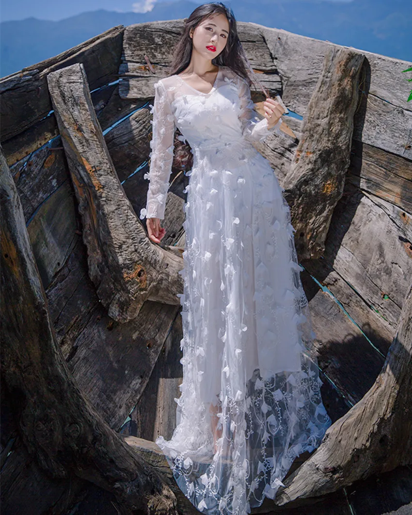 Женское длинное платье летнее красное с цветочной аппликацией|beach party dress|maxi long