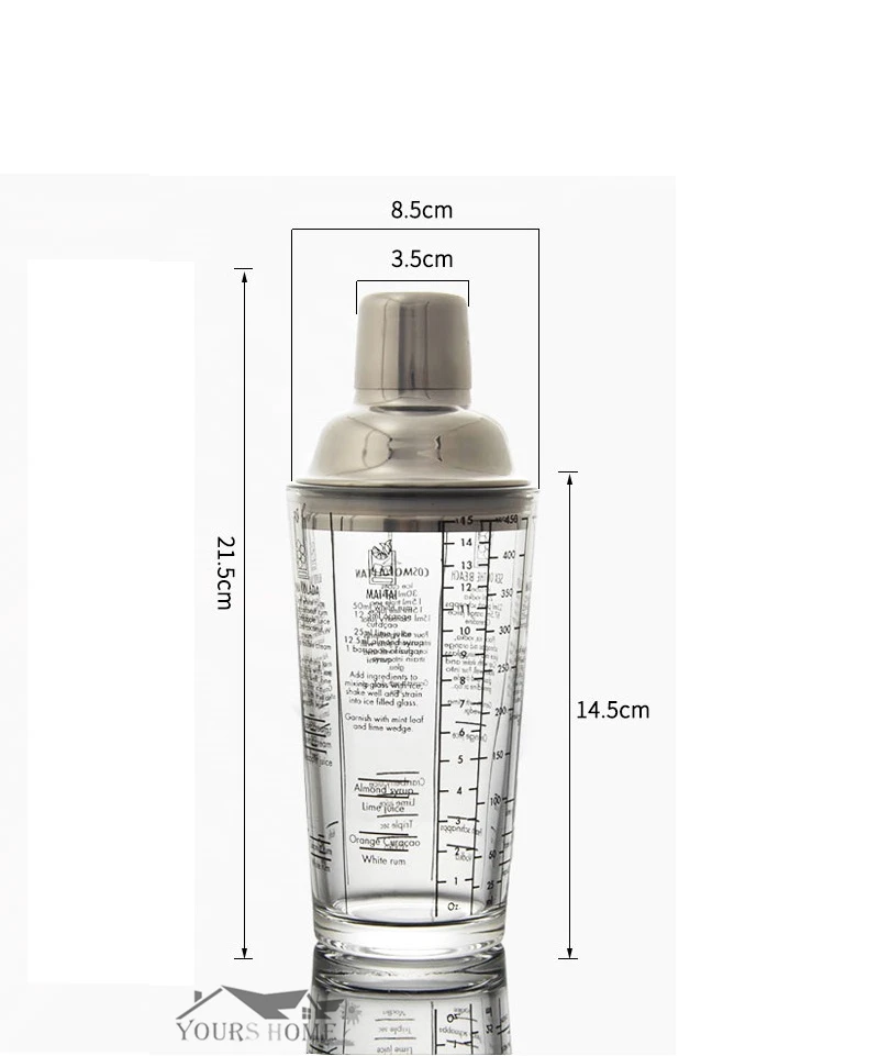1 шт. 400 мл микс мастер стеклянный шейкер для коктейля 304 бар из нержавеющей стали и стеклянный барный шейкер инструменты