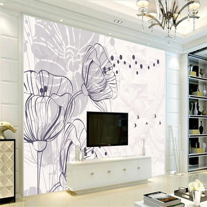 

Wallpaper Purple Flowers 3d Custom Purple Petal Buds Simple Background Photo Wall Mural TV Background 3d Wall Mural Wallpaper