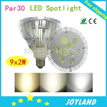 

10X Hot sell 9x2W 18W dimmable par30 e27 led spotlight bulb lamp white warm white free shipping