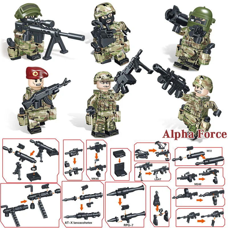 

Kitoz Russian Alpha Force Army Building Block Toy Mini Military Soldier Figure Set Brick Compatible with Lego Toy for boy kid
