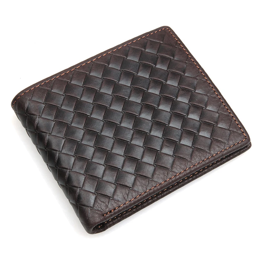 

Genuine Leather Men Wallet 2017 Famous Brand Designers Male wallets Reticular Pattern Unisex Coffee Bifold Wallet Purse