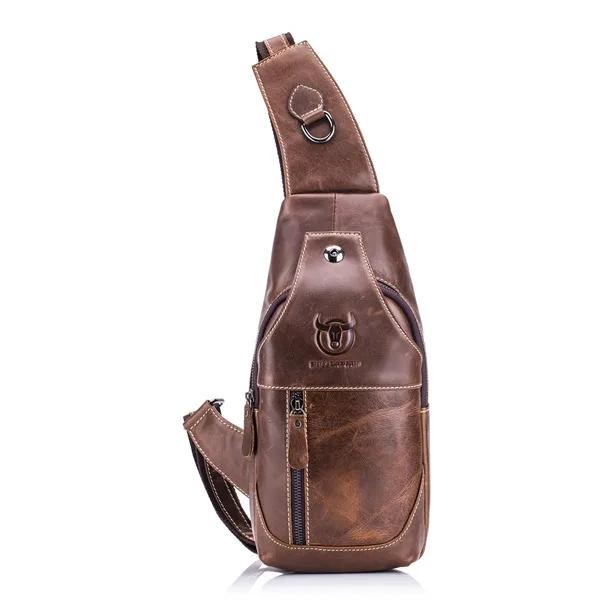 BULLCAPTAIN font b Men s b font Sling font b Bag b font Genuine Leather Chest