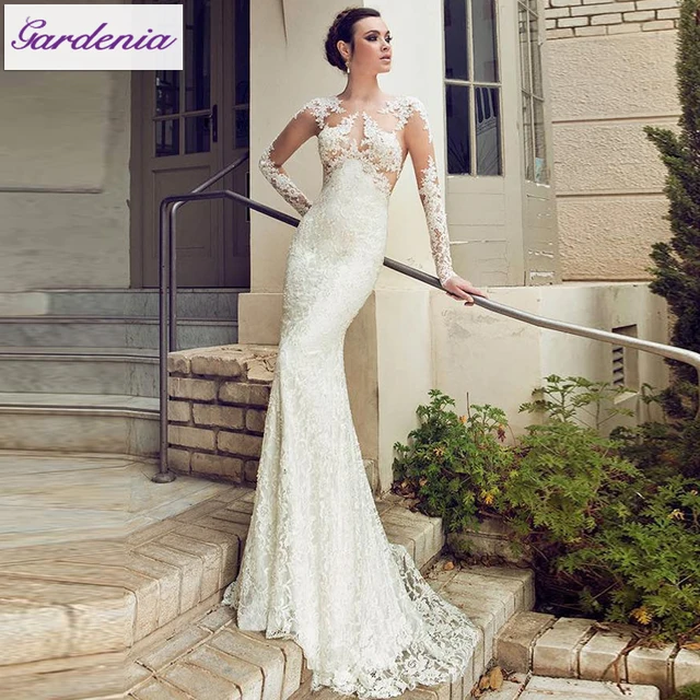 The Best Wedding Dress Custom Made In China Sheath Ivory Color Long The Best Wedding Dress Custom Made In China Sheath Ivory Color Long Sleeve Lace Lique Vestidos