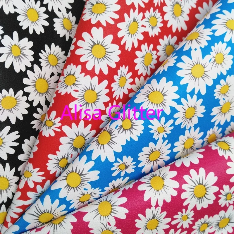 

1PCS A4 SIZE 21X29cm Alisa Glitter Flowers Printed Faux Leather Fabric, Synthetic Leather Vinil Para Lazos PU for Bow DIY C26C