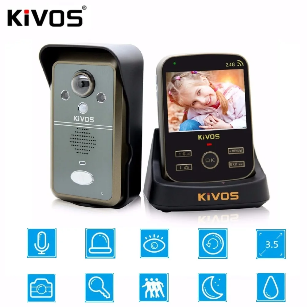 

KiVOS 3.5inch Wireless Door Intercom Smart Video Intercom Camera Doorbell Remote Control Video Door Phone for Apartment Home
