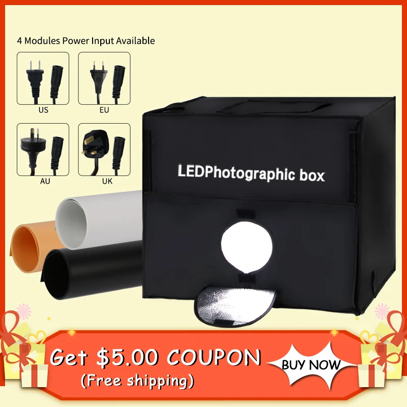 

60*60cm LED Light Box Portable Mini Photo Studio Box Softbox 60W White Light Photo Lighting Studio Shooting Tent Box Kits Props