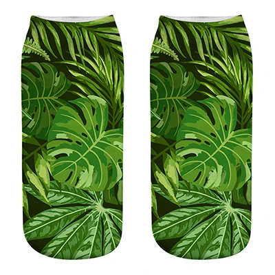 Morematch/1 пара, женские носки до лодыжки, унисекс, тропические растения, цветочный узор, хлопковые носки, 3D принт, забавные носки, 17 стилей на выбор - Цвет: Style  5