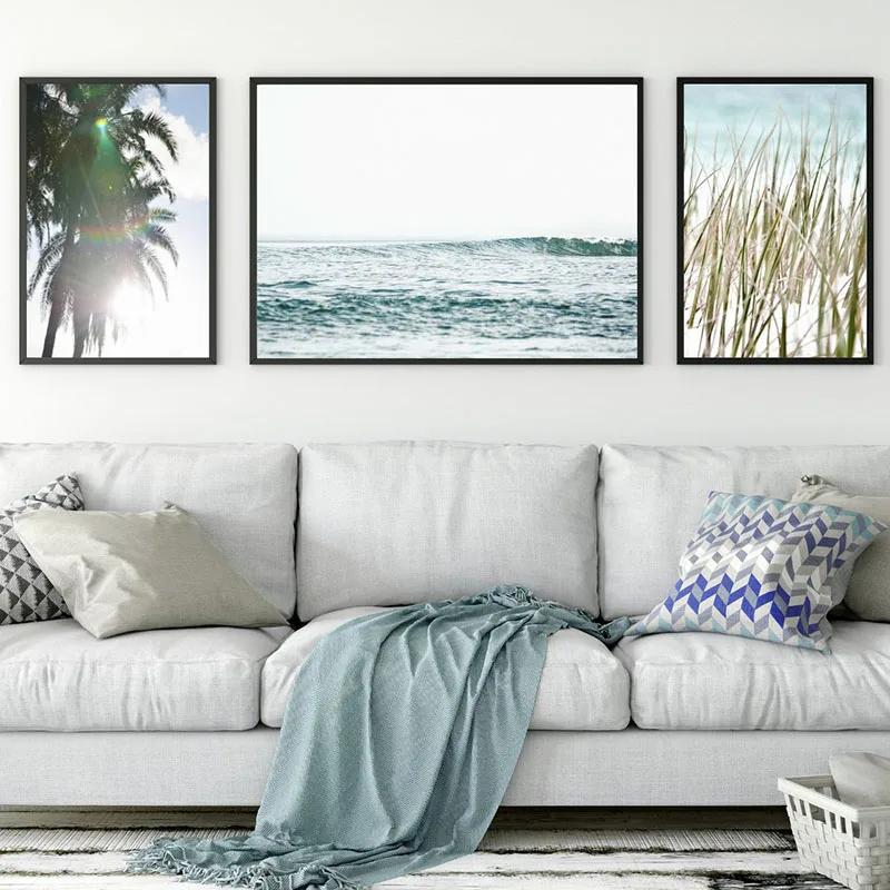 

Nautical Landscape Wall Art Tropical Coastal Ocean Canvas Painting Palm Tree Posters and Prints Pictures for Living Room Decor