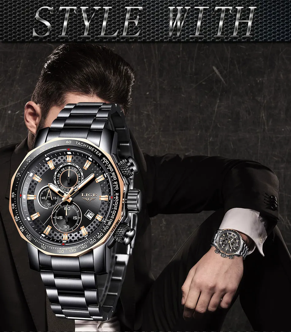 Relogio Masculino новые мужские часы LIGE мужские s часы лучший бренд класса люкс мужские спортивные кварцевые часы военные водонепроницаемые хронограф