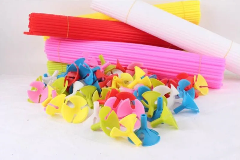 20 pieces Latex Ballon Stick Balloon Accessories 44cm Plastic Inflatable Toy Holder Sticks Cup Wedding Decoration Party Supplies