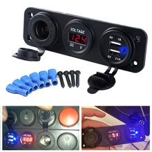 DC 12V-24V USB Socket Splitter 3 in 1 Car/Boat/Phone Charger Digital Voltmeter Painel Digital Moto Socket Car Cigarette Lighter
