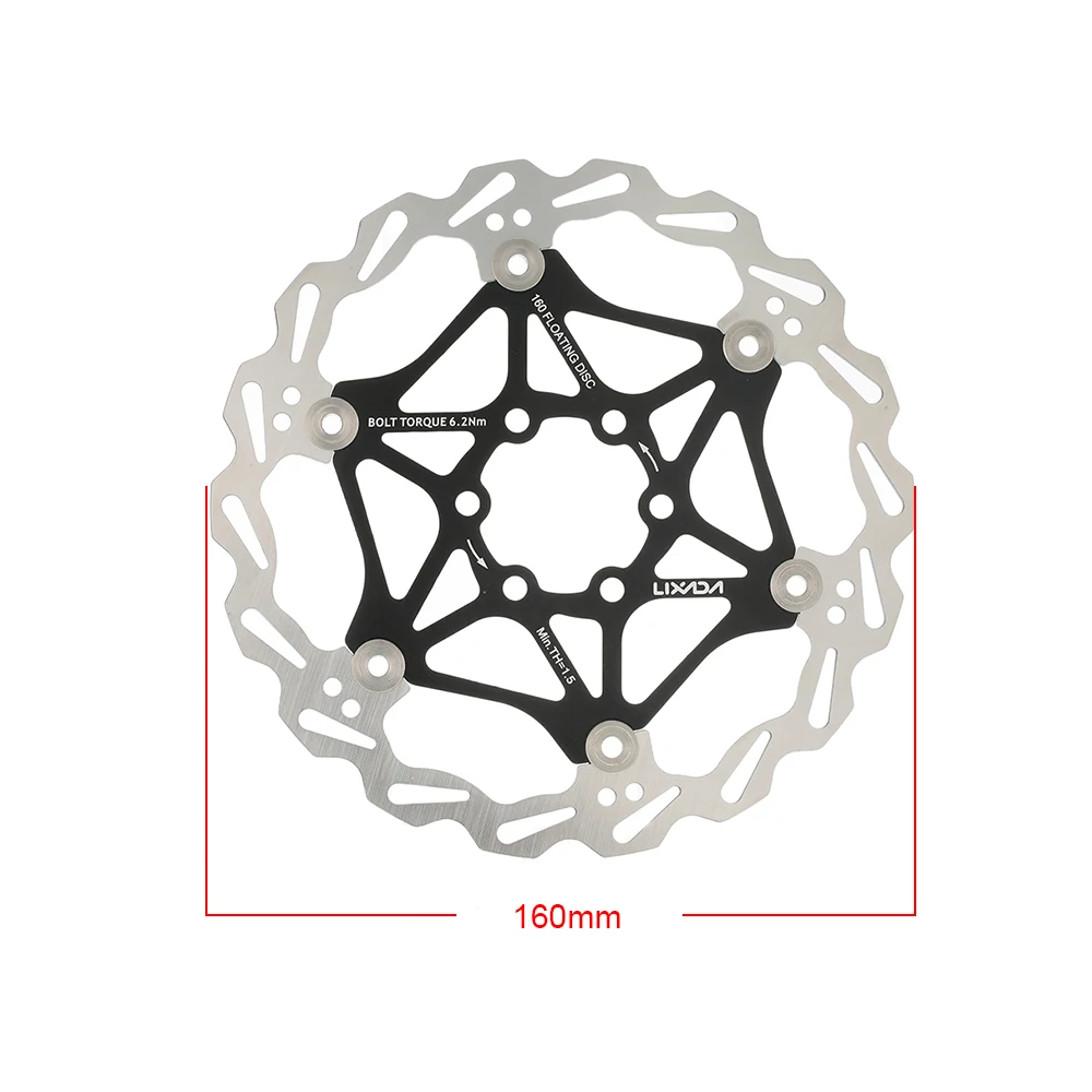Lixada велосипед тормозной ротор велосипед MTB поплавок плавающий дисковый тормоз роторная пластина 6 болтов 160 мм нержавеющая сталь стандарт 6 болтов