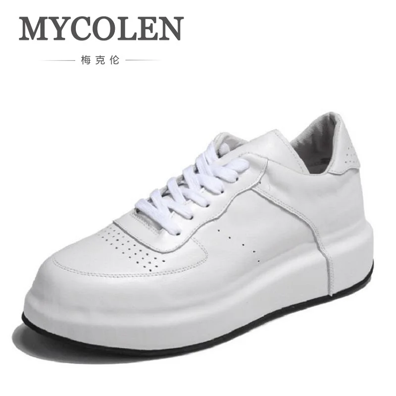 

MYCOLEN Winter Leather Men Shoes Top Quality White Mens Shoes Casual Height Increasing Shoes Men Zapatillas Hombre Deportivas