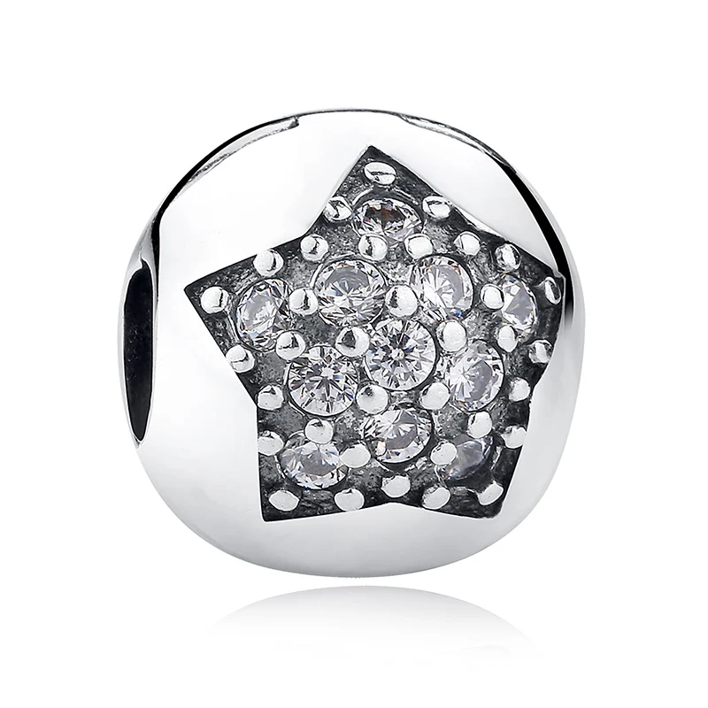 Authentic 925 Sterling Silver Bead Charm Crystal Star Clip Lock Stopper