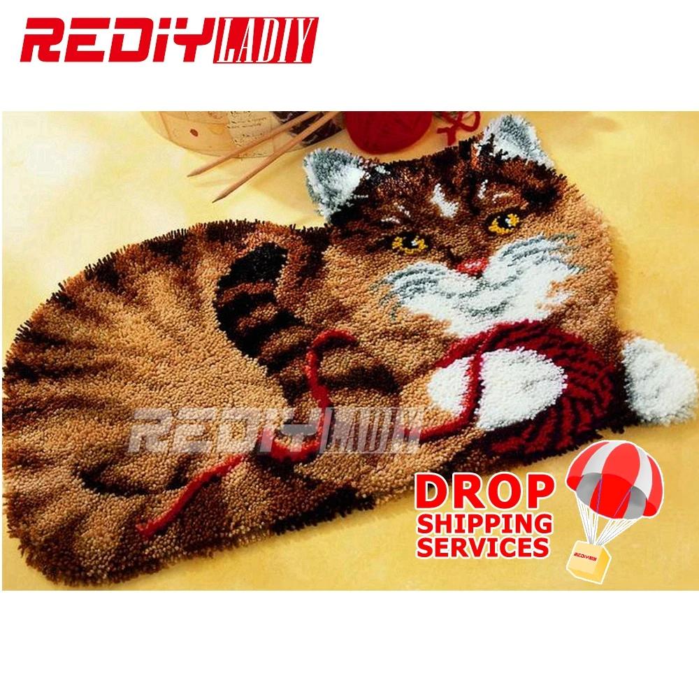 Us 1619 48 Di Scontohot Gancio Di Chiusura Tappetini Kit Fai Da Te Needlework Unfinished Uncinetto Tappetini Lane E Filati Cuscino Zerbino Gatto