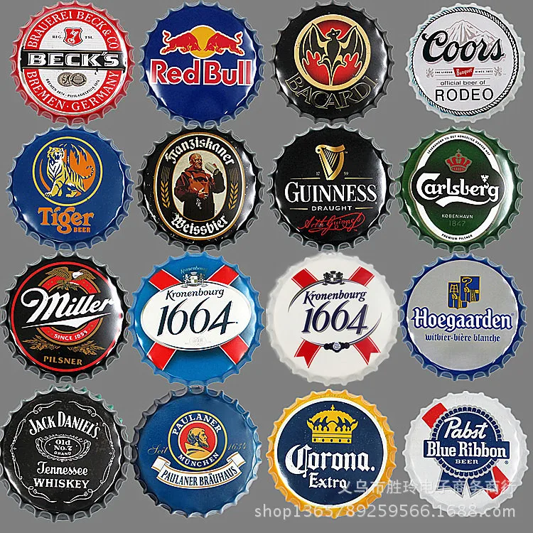 

20pcs/lot 35CM 14" Route National Flag BUS beer Wine vintage Bottle Cap Retro Tin Metal Sign Soda Pop Drink Kitchen Home Decor
