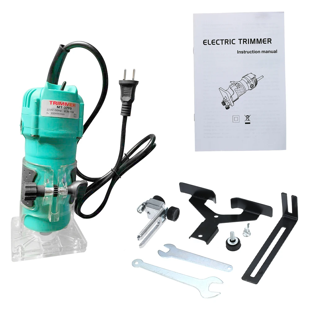 

KKmoon 35000r/min Polisher Trim Router Electric Trimmer Angle Grinder with Transparent Base for Woodworking Trimming Slotting
