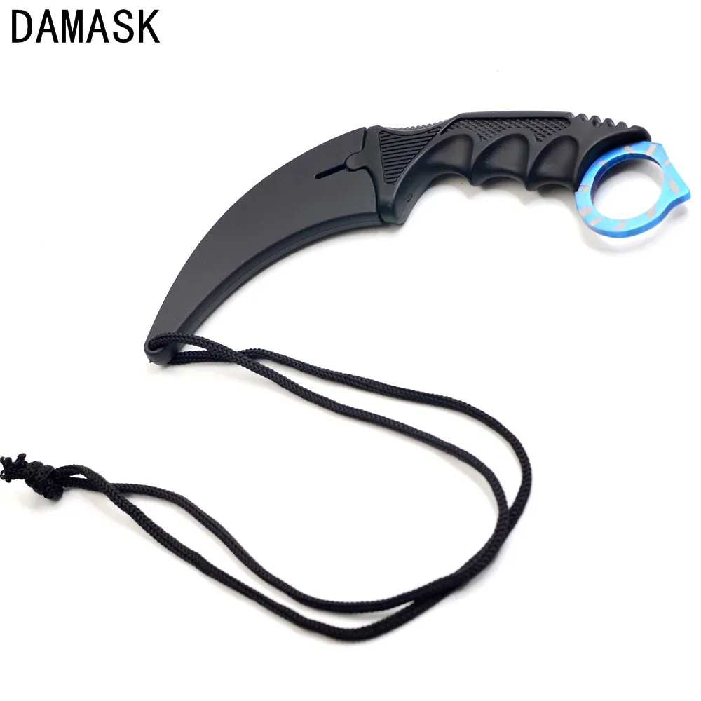 DAMASK Brand Hawk Karambit Stainless Steel Blade Neck Knife With Sheath Portable Pocket Outdoor Climbing Knife Practice Tools