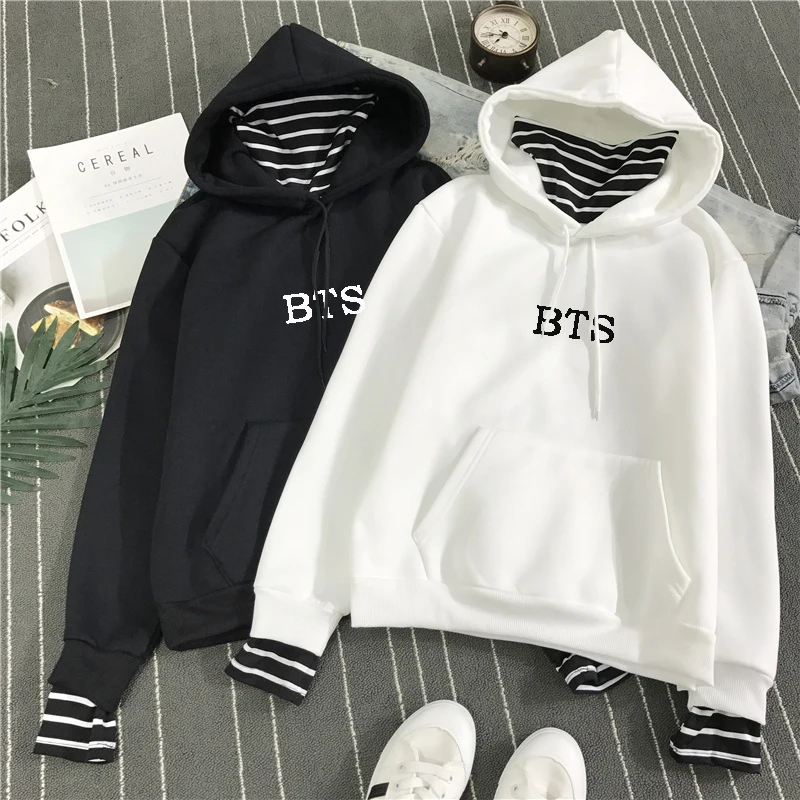 

2018 new kpop BTS Bangtan Boys hoody V jung kook suga jimin Velvet fake two Student jacket coat men and women Hoodies