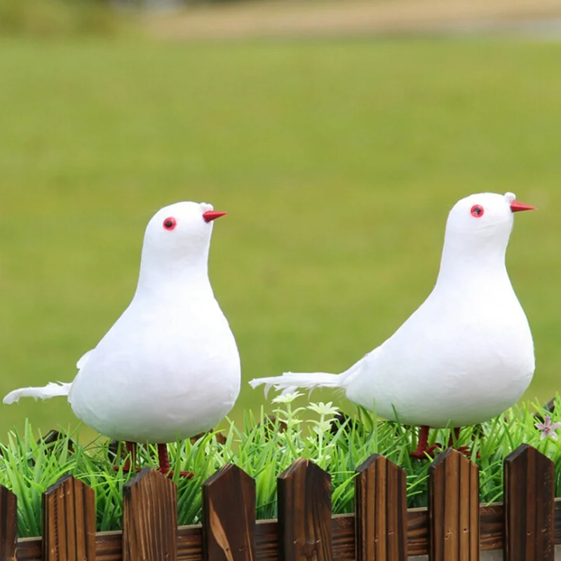 

Simulation Peace Pigeon For Wedding For Mall Home Gardening Decoration Pigeon Suit(Two White Pigeons One Nest)