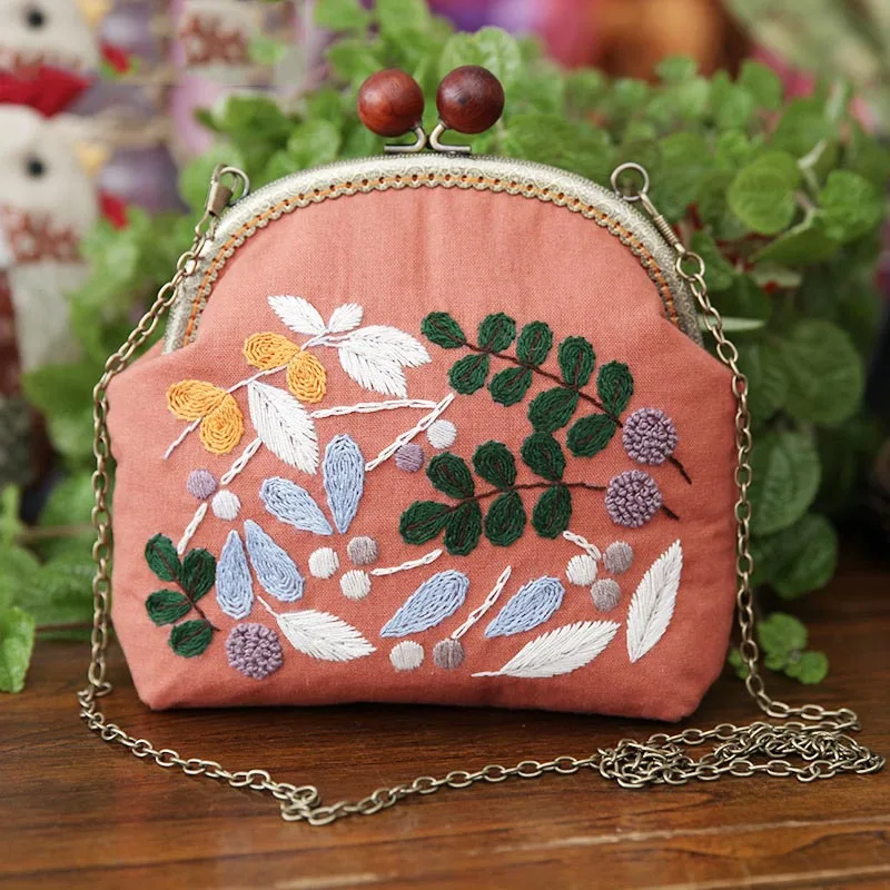 DIY Embroidery Flower Bag Handbag Needlework Cross Stitch Kit Handmade Kissing Portable Chain Bag Sewing Art Craft Creative Gift - Цвет: 3