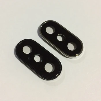 

50Pcs/lot Original New Back Main Camera Lens Glass Cover With Black / Silver Frame Holder For IPhone X Replacement Parts