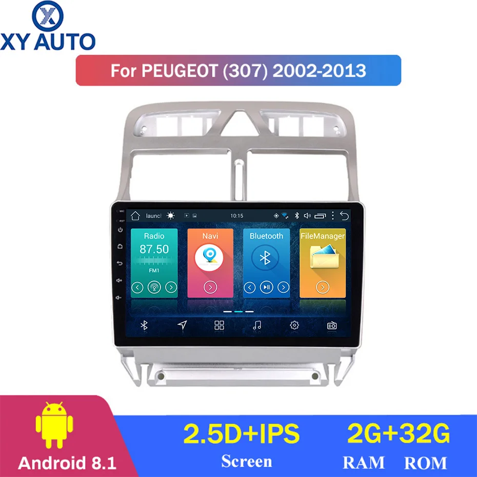 Perfect 9 inch 2.5D IPS Tempered HD multi-touch screen Android 8.1 NAVI for peugeot 307 2004-2013 with Bluetooth USB WIFI support S 0