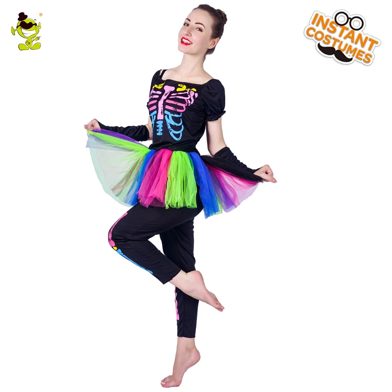 Женский костюм скелет яркий для Хэллоуина в стиле дня мертвецов|fancy dress costume|costume