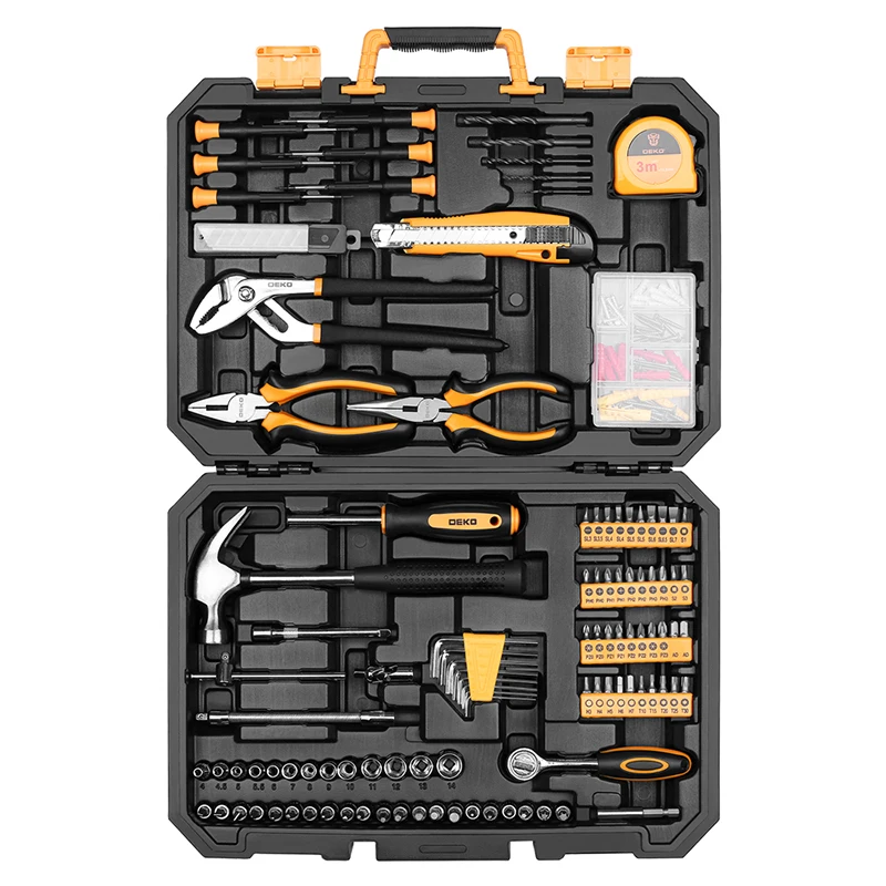 Набор инструментов DEKO TZ196(196 шт) Ручной инструмент комплект общее пользование для дома с Пластик ящик отвертка