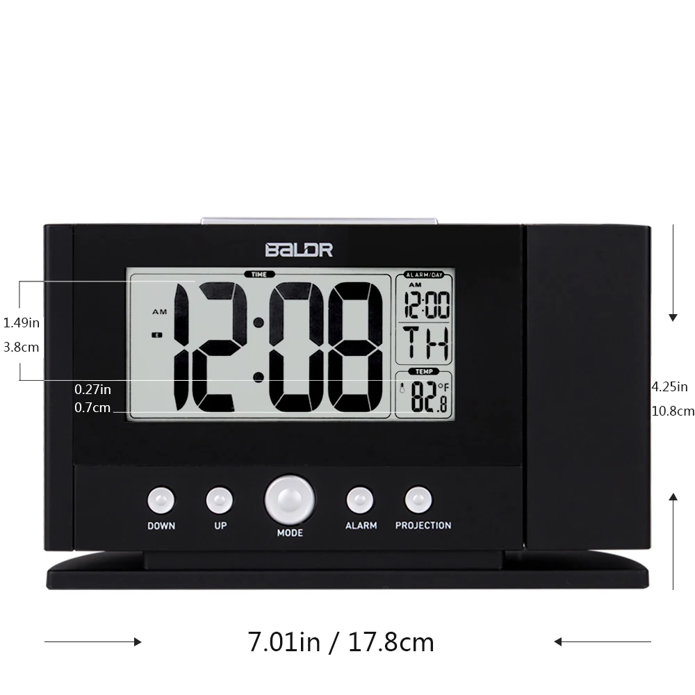Baldr ЖК-цифровые проекционные часы будильник Повтор постоянное время настенный потолочный проектор датчик температуры настольный термометр EU штекер