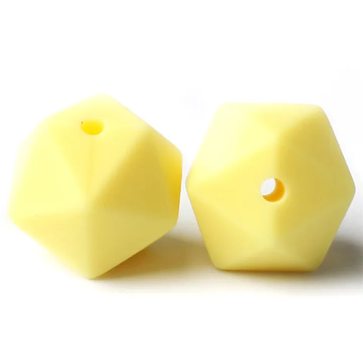 Keep& grow 10 шт. силиконовые бусины икосаэдр 14 мм Детские Прорезыватели для соски цепи Hedra Жевательные бусы ожерелье игрушки для прорезывания зубов - Цвет: 33 Cream Yellow