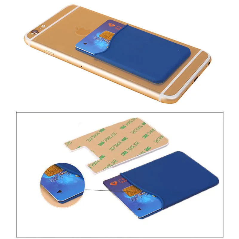 Klsyanyo Adhesive Sticker Cover Mobile Phone Back Card Holder Silicone Small Bus Card Case Pouch for Cell Phone