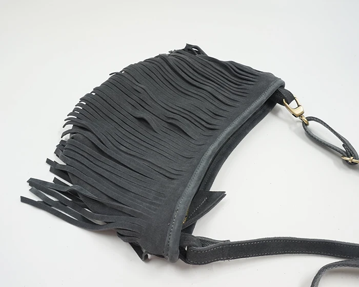 LilyHood 2023 Women Genuine Leather Long Fringe Shoulder Bag Tassel Boho Hippie Gypsy Gothic Rock Music Feminine Shoulder Bag