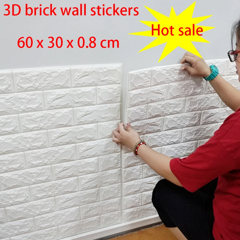 

Hot Sale PE Foam 3D Wallpaper DIY Wall Stickers Wall Decor Embossed Brick Stone Wallpaper Room House 60 X 30 X 0.8cm Backdrop