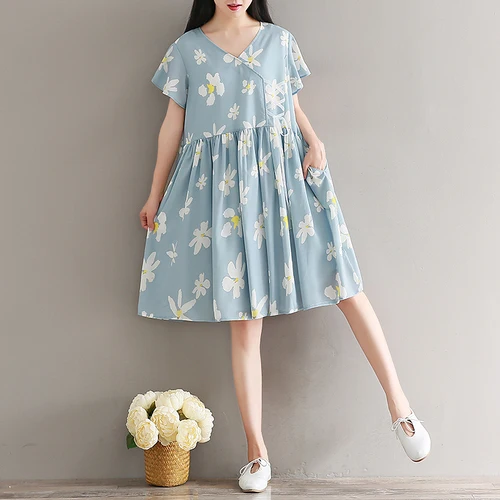2018 New Fashion Prairie Style Summer Women Dress Temperament V Neck 2018 New Fashion Prairie Style Summer Women Dress Temperament V Neck Short Sleeve High Waist Loose Printing Chiffon Dresses In From S Clothing