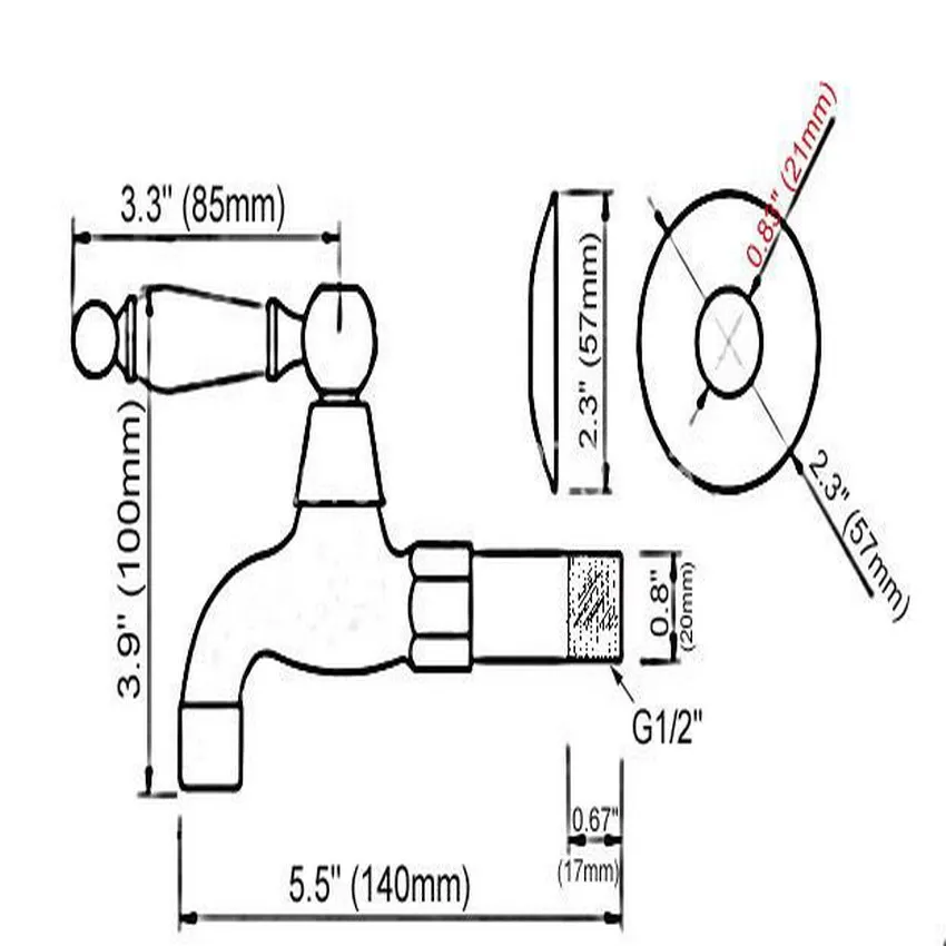 Antique Brass Single Ceramic Flower Pattern Handle Kitchen faucet wall mounted Laundry bathroom Mop Water Tap aav133
