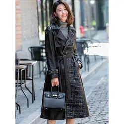 Шерстяное пальто из овчины Натуральная кожа куртка женская одежда 2019 корейский Винтаж Весна Длинный плащ женские топы ZT2306