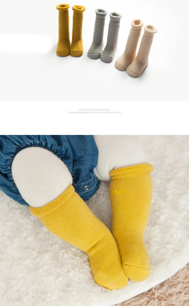 Носки для новорожденных из 3 предметов нескользящие носки детские носки в полоску с рисунком медведя для маленьких мальчиков теплые длинные гольфы для новорожденных девочек 0-3 лет
