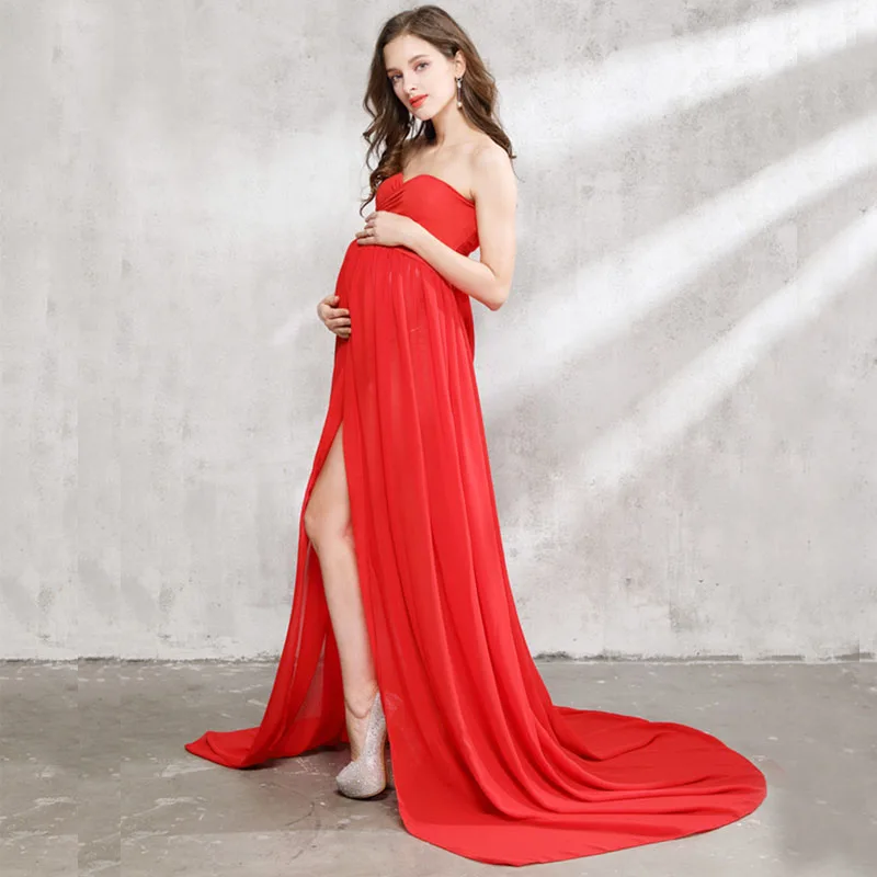 Chiffon Maternity Dresses For Photo Shoot Maxi Gown Pregnancy Dresses