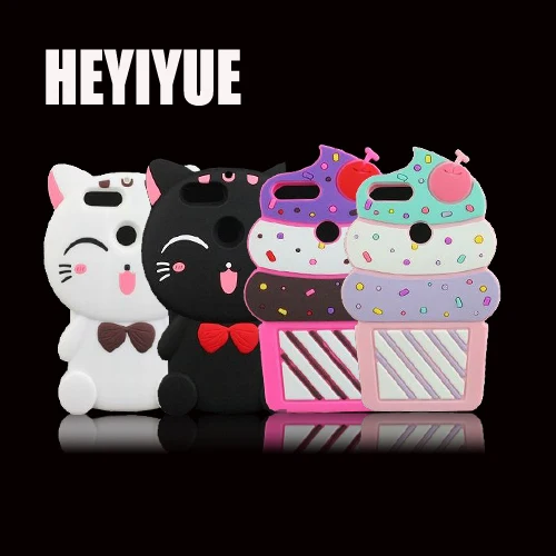 

For Huawei P Smart Cute 3D Silicon Lucky Cat Stitch Unicorn Cupcake Cartoon Soft Cell Phone Back Skin Cover for Huawei Enjoy 7S