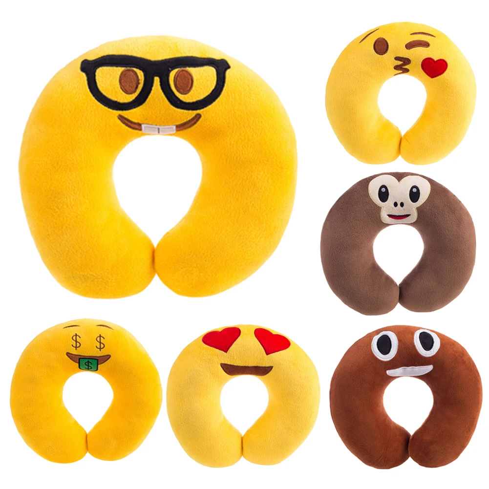 Baby Kids Stuffed Toy Creative U shaped Emoji Neck Pillow Soft Head