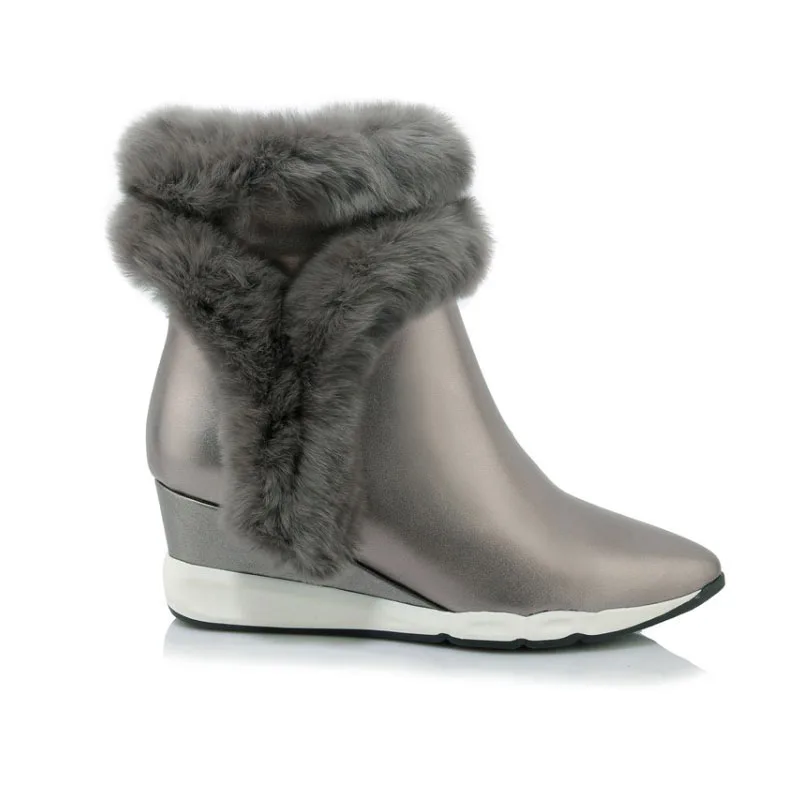 Gray Chaussures Offre Femmes Spéciale Fourrure Pointu En Neige De Bout Nouveau Confortable Pour Cheville Chaud Cuir Bottes Latérale Mode Coins Véritable Glissière black drCBshQtxo