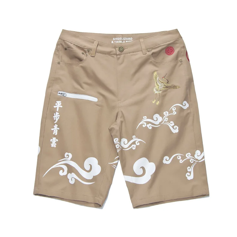 VOGUELEO новые летние шорты мужские свободные повседневные штаны в китайском стиле тонкие хлопковые штаны с вышивкой для мальчиков