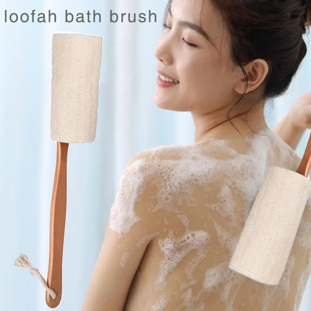 

2Pcs Natural Exfoliating Loofah Back Sponge Scrubber Brush With Long Wooden Handle Stick Holder Body Shower Bath Spa Bath Ball 4